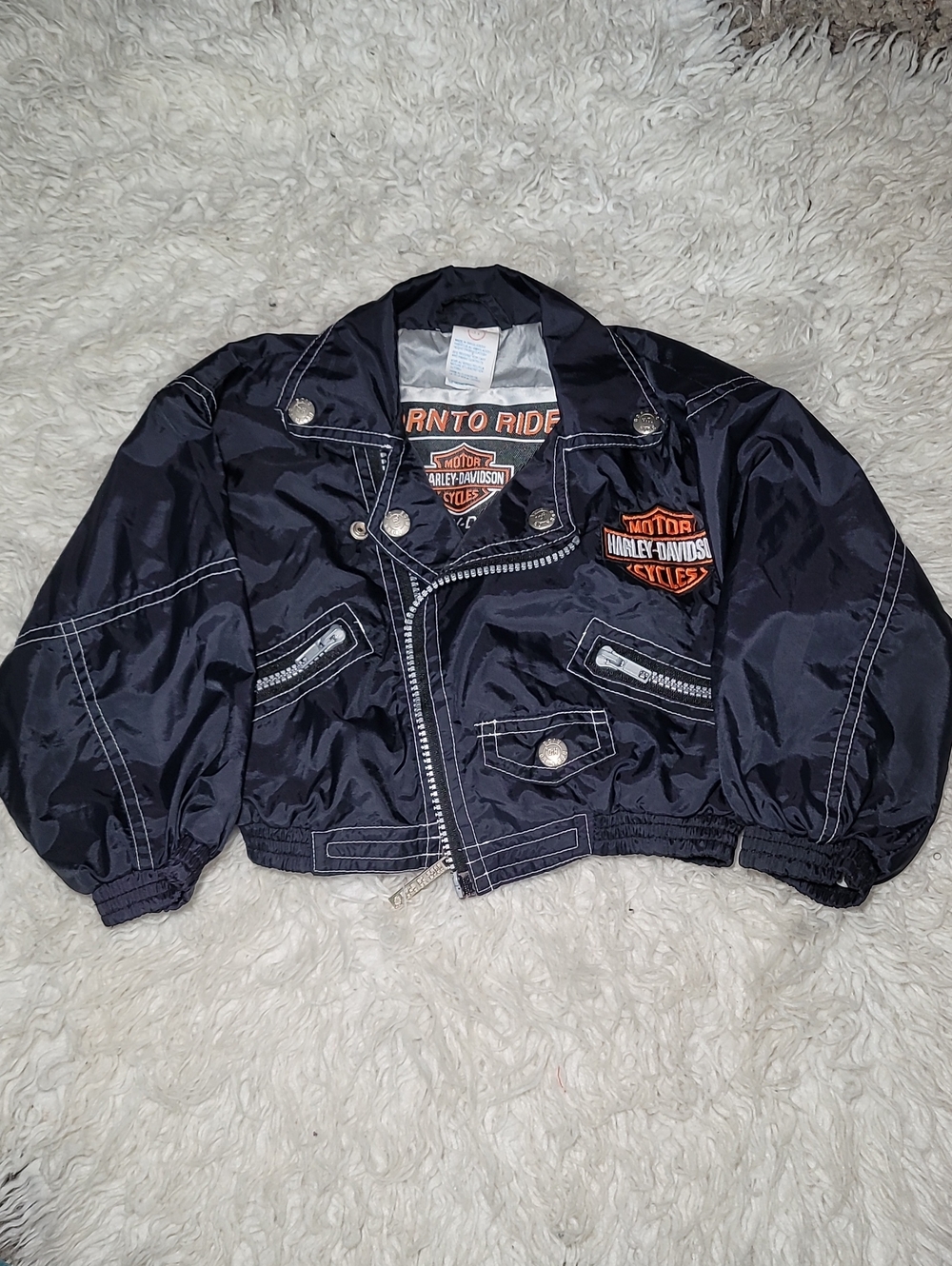 Harley-Davidson Kids Navy Jacket with Orange Logo Patch